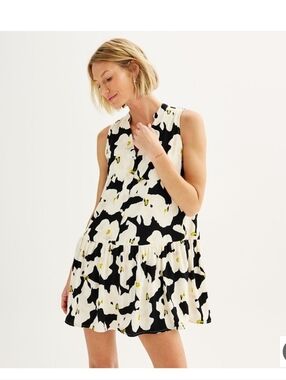 Nine West Floral Ruffle Hem Mini Dress